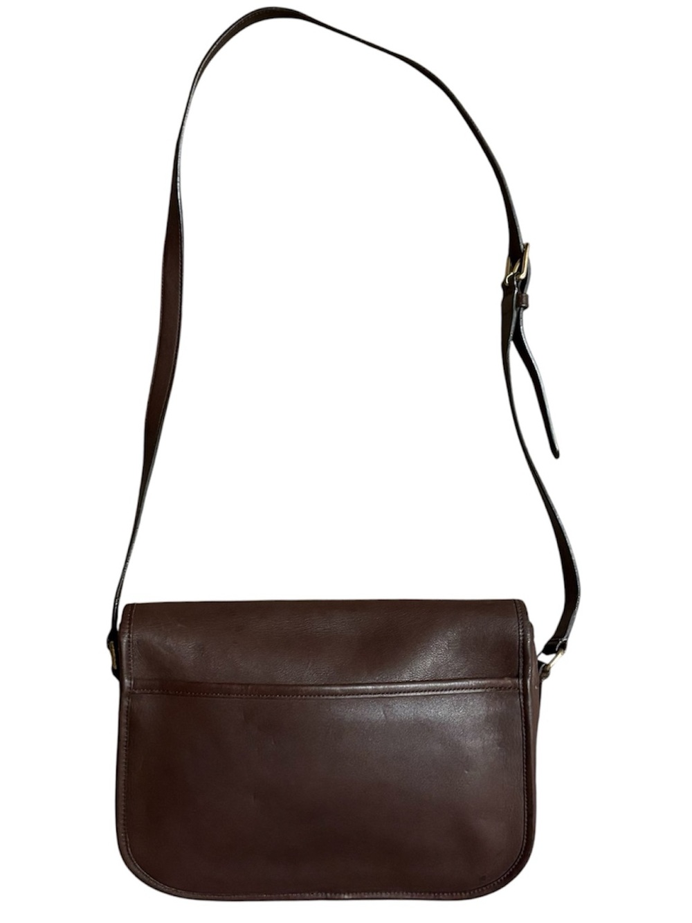 Vtg 9790 Brown Leather Saddle Bag Turnlock Adjustable Strap - Picture 7 of 14